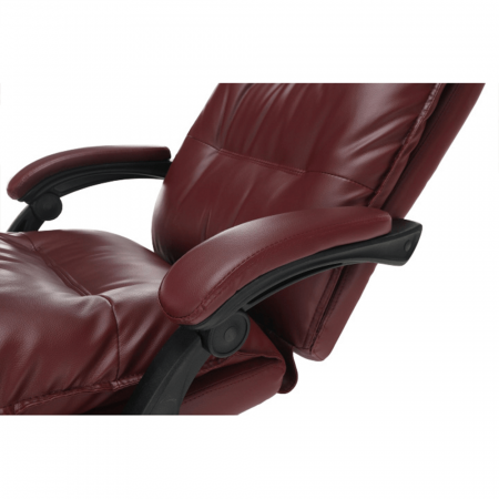 Fotoliu de birou cu suport pentru picioare, piele ecologică bordo, DRAKE [4]