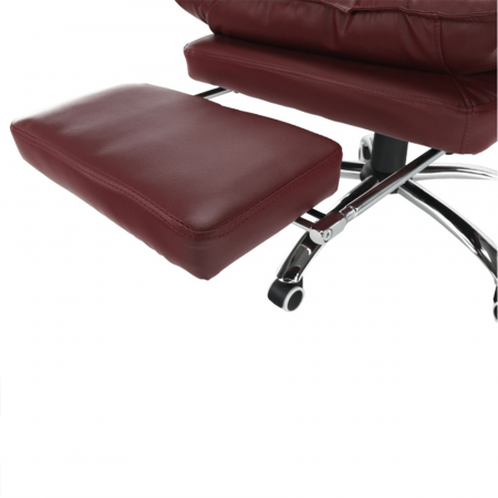 Mobilier Birou - Fotoliu de birou cu suport pentru picioare, piele ecologică bordo, DRAKE