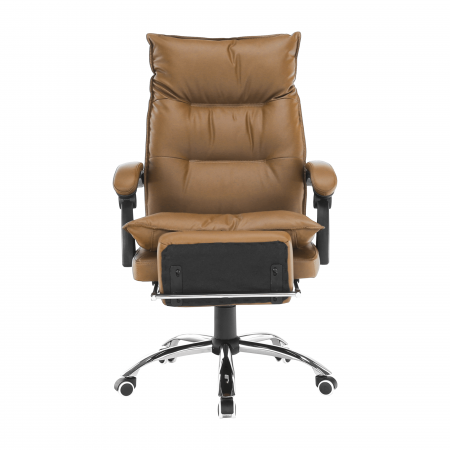Fotoliu de birou cu suport pentru picioare, piele ecologică maro, DRAKE [2]