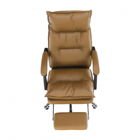 Fotoliu de birou cu suport pentru picioare, piele ecologică maro, DRAKE [4]