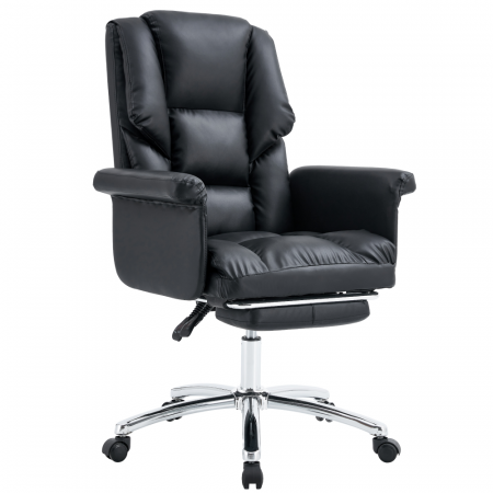 Mobilier Birou - Fotoliu de birou cu suport pentru picioare, piele ecologică neagră, RODIK