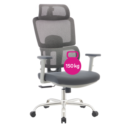 Fotoliu de birou, gri/crom, portanţă 150 kg, BYRON [1]