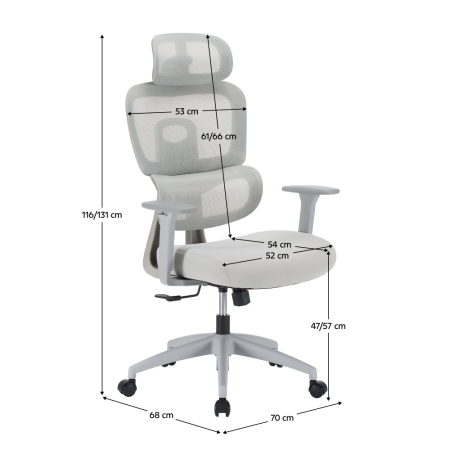 Fotoliu de birou, gri deschis/gri, ERMEN [18]