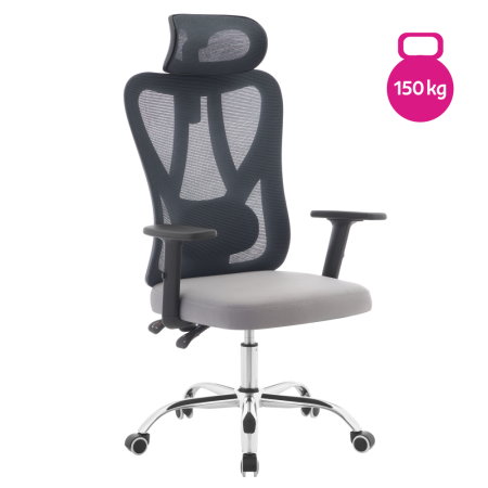 Toate Produsele - Fotoliu de birou, gri închis/gri deschis/crom, portanţă 150 kg, ADEMIR