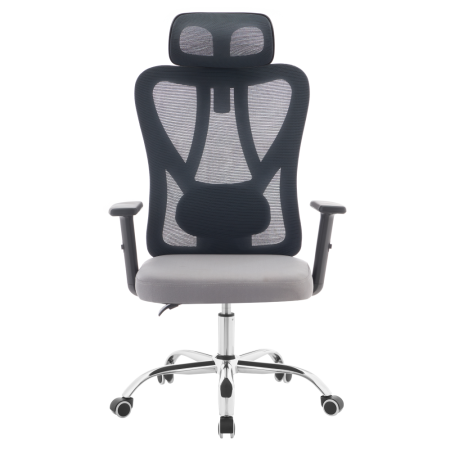 Fotoliu de birou, gri închis/gri deschis/crom, portanţă 150 kg, ADEMIR [1]