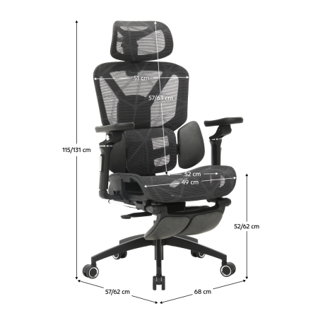 Fotoliu de birou, gri închis/negru, VILMER [20]