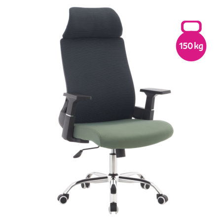 Toate Produsele - Fotoliu de birou, gri închis/verde/crom, portanţă 150 kg, HOLGER
