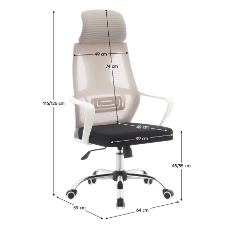 Fotoliu de birou, gri/negru /alb, TAXIS 2 NEW [5]