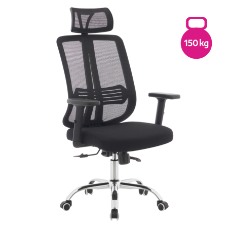 Toate Produsele - Fotoliu de birou, negru/crom, portanţă 150 kg, DUVAL