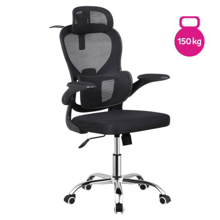 Mobilier Birou - Fotoliu de birou, negru/crom, portanţă 150 kg, GILON