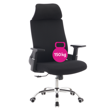Fotoliu de birou, negru/crom, portanţă 150 kg, HOLGER [1]
