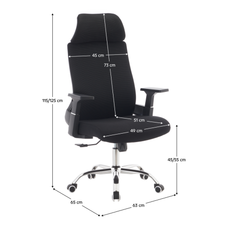 Fotoliu de birou, negru/crom, portanţă 150 kg, HOLGER [7]