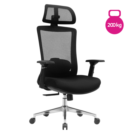 Mobilier Birou - Fotoliu de birou, negru/crom, portanţă 200 kg, DONATO