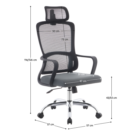 Fotoliu de birou, negru/gri/crom, portanţă 150 kg, RANDY [7]