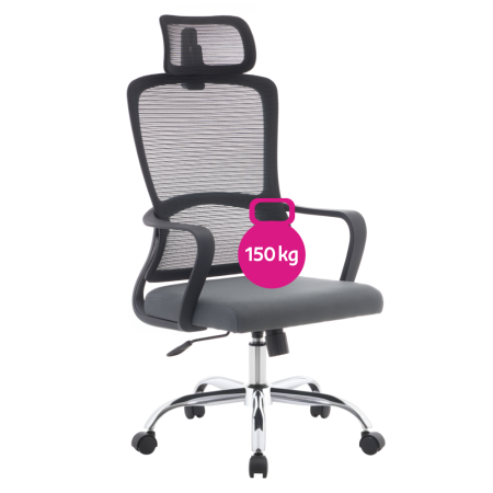 Fotoliu de birou, negru/gri/crom, portanţă 150 kg, RANDY [1]