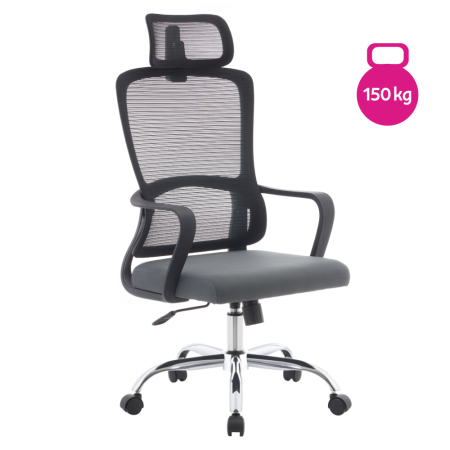 Toate Produsele - Fotoliu de birou, negru/gri/crom, portanţă 150 kg, RANDY