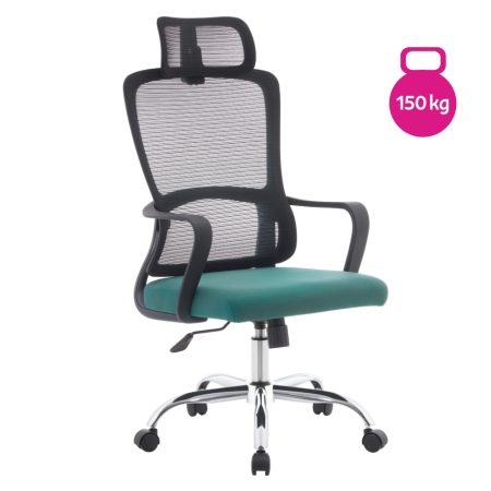 Toate Produsele - Fotoliu de birou, negru/verde/crom, portanţă 150 kg, RANDY