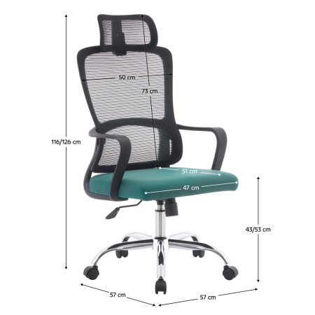 Fotoliu de birou, negru/verde/crom, portanţă 150 kg, RANDY [7]