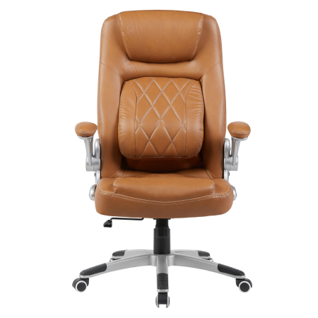 Fotoliu de birou, piele ecologică maro/argintiu, portanţă 150 kg, GREKO [3]