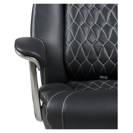 Fotoliu de birou, piele ecologică neagră/crom, portanţă 150 kg, URIEN [9]