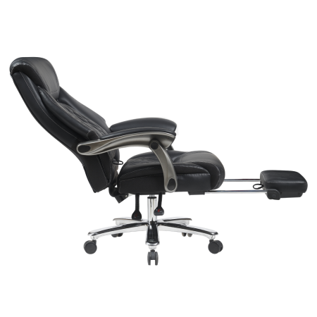 Fotoliu de birou, piele ecologică neagră/crom, portanţă 150 kg, URIEN [6]