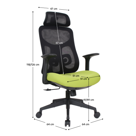 Fotoliu de birou, verde/negru, SULIVAN [5]