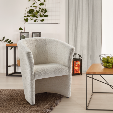 Fotoliu de club, material textil crem Coral, CUBA [13]