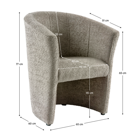 Fotoliu de club, material textil gri-bej Taupe Coral, CUBA [13]