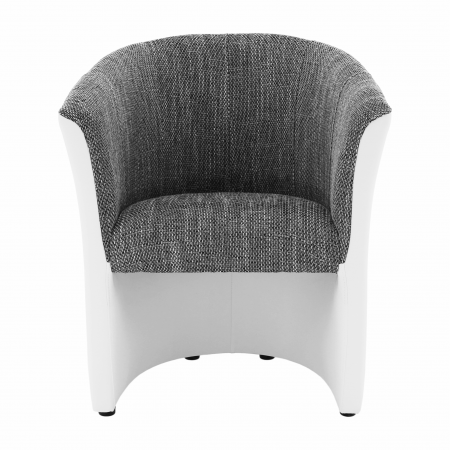 Fotoliu de club, piele eco alb/material gri, CUBA [11]