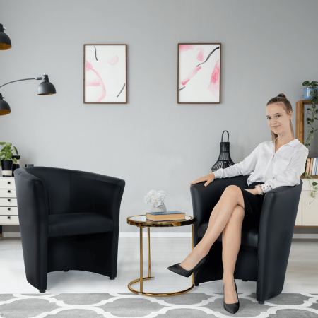 Fotoliu de club, piele ecologică Damasko neagră, CUBA [5]