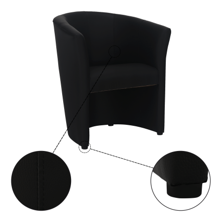 Fotoliu de club, piele ecologică Damasko neagră, CUBA [16]