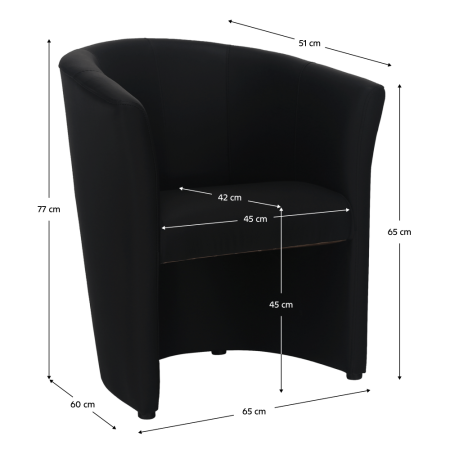 Fotoliu de club, piele ecologică Damasko neagră, CUBA [4]