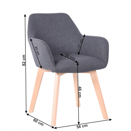 Fotoliu de design, gri închis/fag, CLORIN NEW [4]