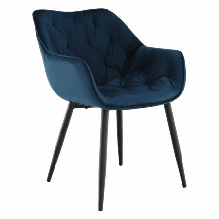 Scaune living/dining - Fotoliu de design, material textil Velvet albastru, FEDRIS