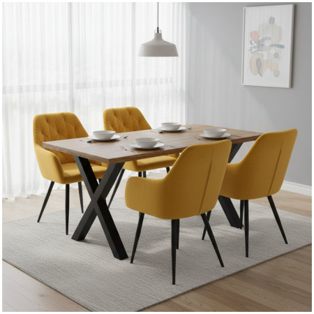 Fotoliu de design, material Velvet galben închis, VERIO NEW [1]