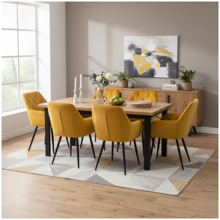 Fotoliu de design, material Velvet galben închis, VERIO NEW [2]