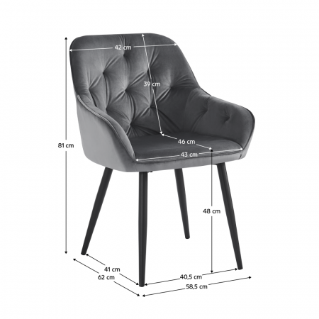 Fotoliu de design, material Velvet gri, VERIO [5]