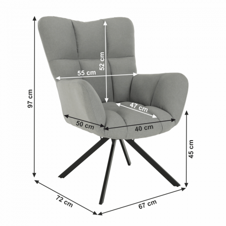 Fotoliu de design rotativ, gri/negru, KOMODO [17]