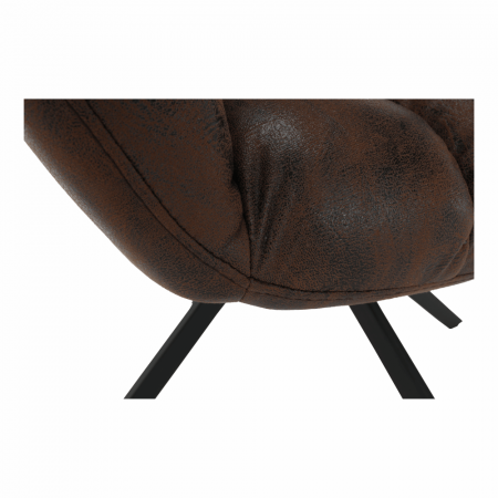 Fotoliu de design rotativ, maro ţesătură cu efect de piele întoarsă/negru, KOMODO [3]