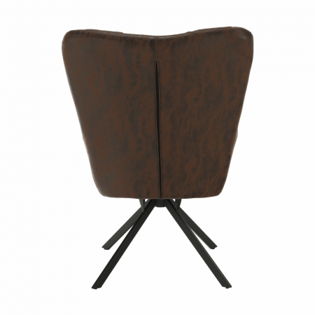 Fotoliu de design rotativ, maro ţesătură cu efect de piele întoarsă/negru, KOMODO [10]
