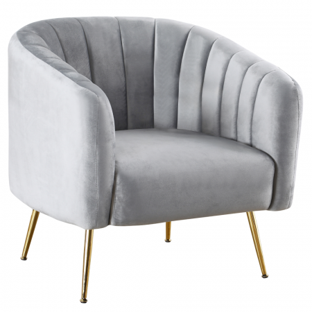 Fotolii balansoar/relaxante - Fotoliu de design, ţesătură Velvet gri/gold crom-auriu, BAGY