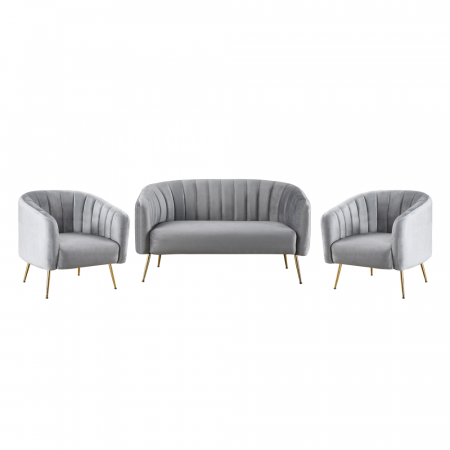 Fotoliu de design, ţesătură Velvet gri/gold crom-auriu, BAGY [1]