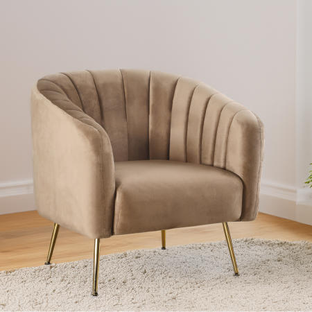 Fotoliu de design, ţesătură Velvet maro/gold crom-auriu, BAGY [4]