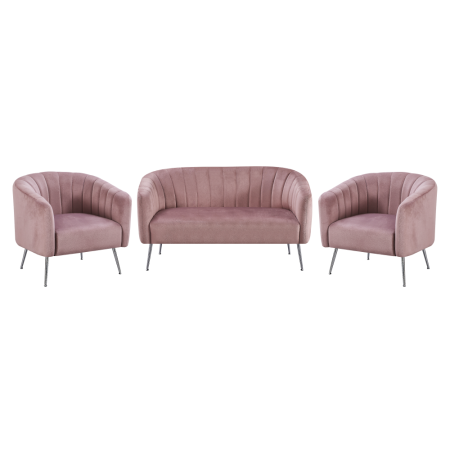 Fotoliu de design, ţesătură Velvet roz/crom-argintiu, BAGY [2]