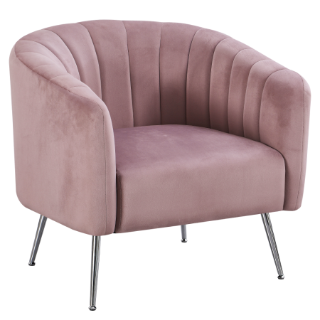 Living - Fotoliu de design, ţesătură Velvet roz/crom-argintiu, BAGY