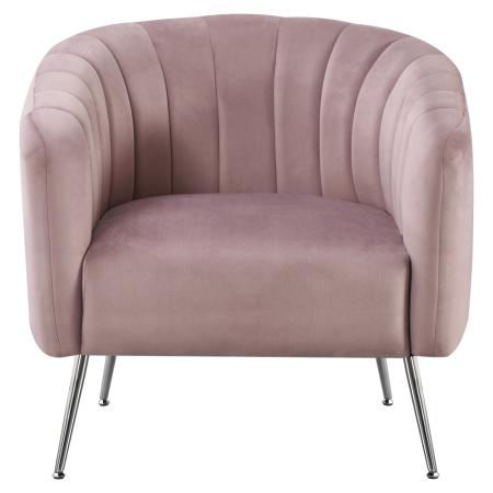 Fotoliu de design, ţesătură Velvet roz/crom-argintiu, BAGY [1]