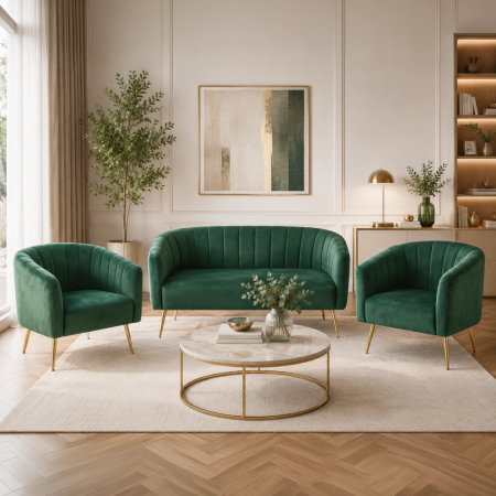 Fotoliu de design, ţesătură Velvet verde închis/gold crom-auriu, BAGY [5]
