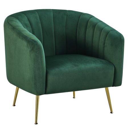 Living - Fotoliu de design, ţesătură Velvet verde închis/gold crom-auriu, BAGY