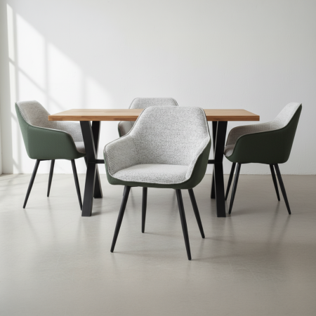 Fotoliu de design, verde/melir gri deschis/negru, KATRIEL [5]