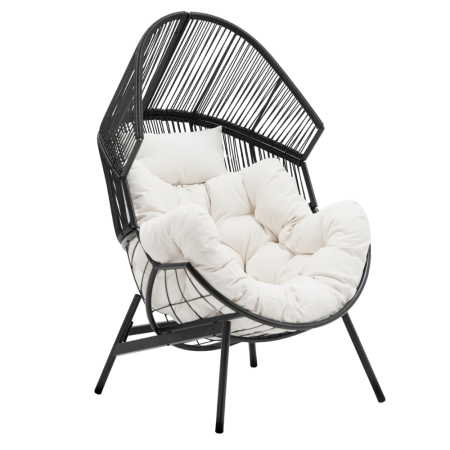 Mobilier Gradina - Fotoliu de grădină, negru/alb, NEO